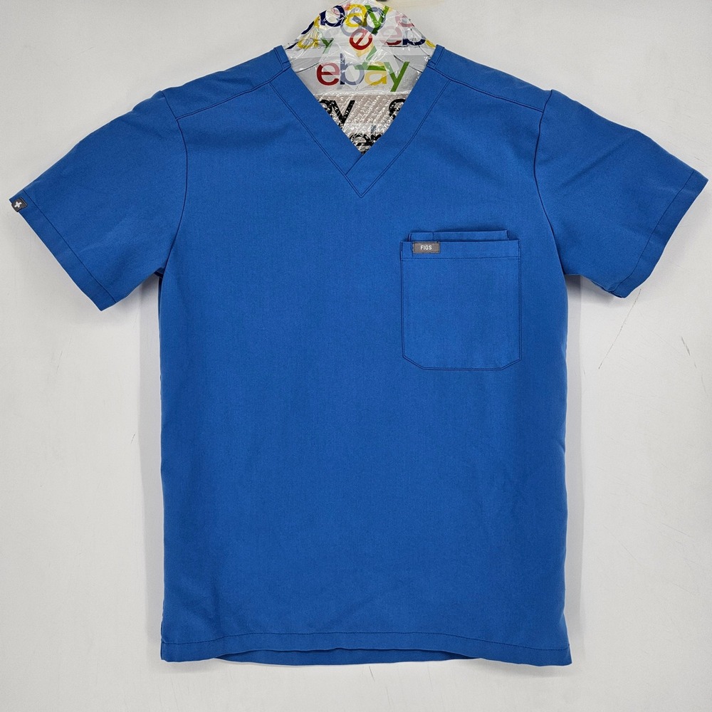 Figs Scrub Top Mens Extra Small Leon Three Pocket Light Blue Healthcare Uniforms